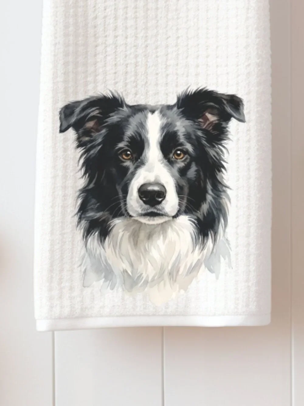 Border Collie Waffle Weave Decorative Kitchen Tea Towel